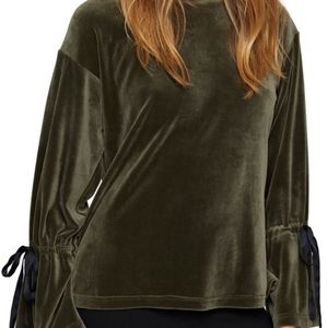 Philosophy Forest Green Velour Tie Sleeve Top, Sz M
